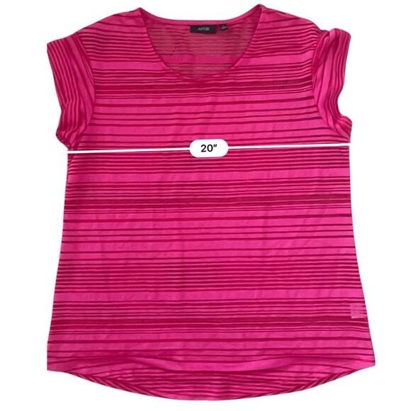 Apt. 9 Pink White Striped Sheer Casual Tee Shirts Bundle of 2 Size M Scoop Neck - Picture 4 of 12
